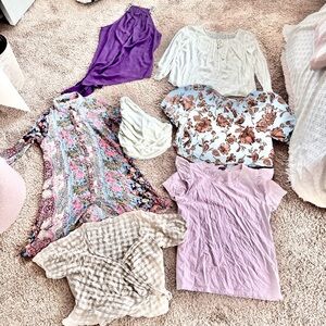 Lot Of 7 Tops Blouses Spring Summer Madewell NY&Co Cupio Ann Taylor Crop Tops M